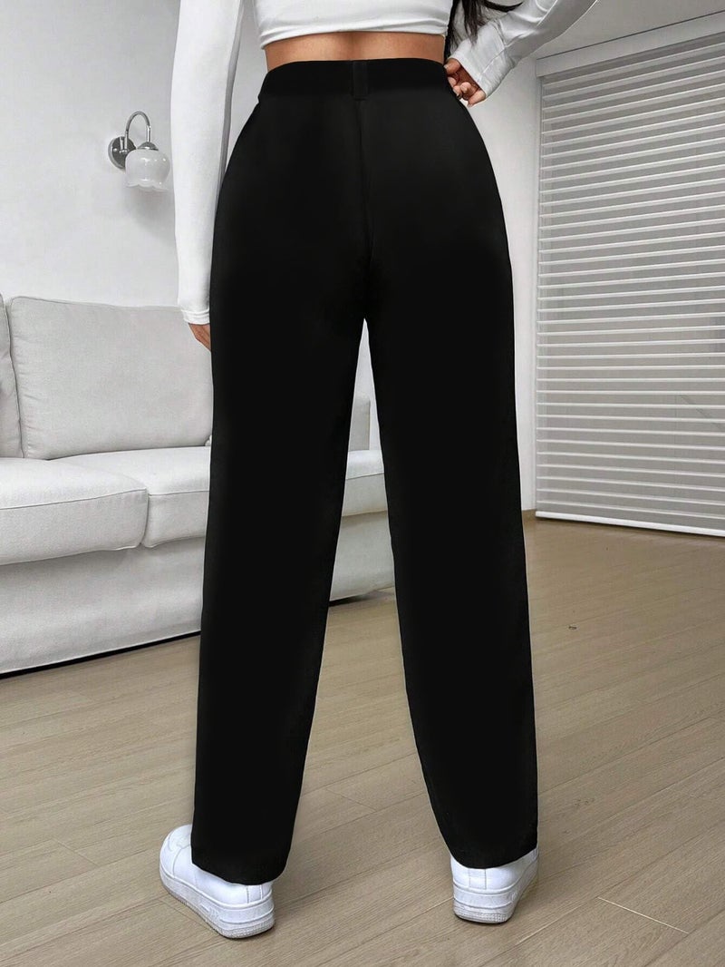 Toochki Trousers for Woman Pants Women's Formal Office Korean | Black Track Pant | Straight | Cotton Spandex Stretchable Trouser | High-Waisted Bottom Wear - Image 5