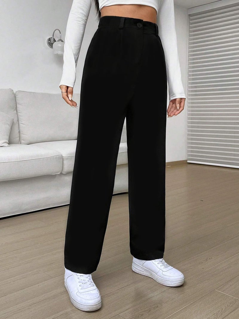 Toochki Trousers for Woman Pants Women's Formal Office Korean | Black Track Pant | Straight | Cotton Spandex Stretchable Trouser | High-Waisted Bottom Wear - Image 3