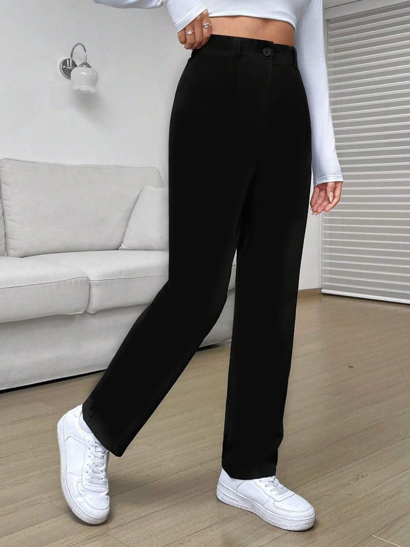 Toochki Trousers for Woman Pants Women's Formal Office Korean | Black Track Pant | Straight | Cotton Spandex Stretchable Trouser | High-Waisted Bottom Wear - Image 4