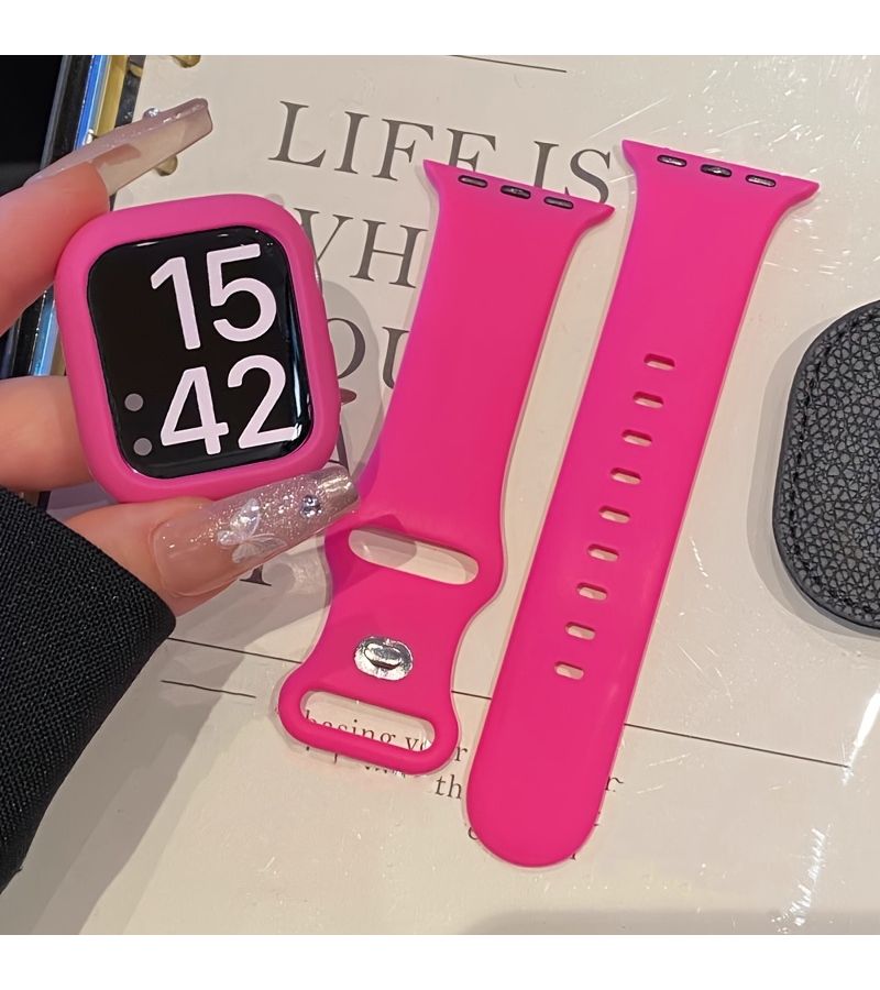 حزام رياضي بلون أحمر مقاس 42 مم من مادة TPU الصلبة لمجموعة ساعات Apple Watch - Image 3