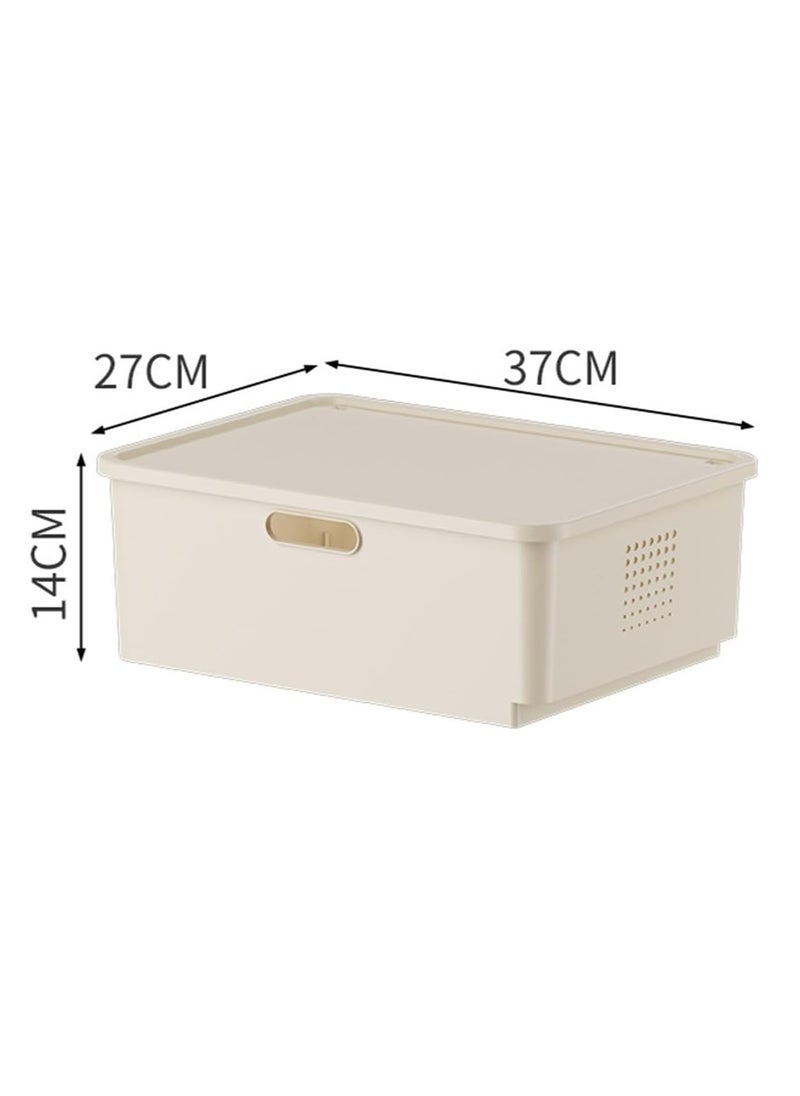 Blueland Storage Baskets With Lid, Plastic Container with 2-Wheels, storage bins for toys,cosmetic, baby basket, Lidded Organizer Bins for Shelves Drawers Desktop Closet Playroom, Kitchen, Home, Office  - Image 1