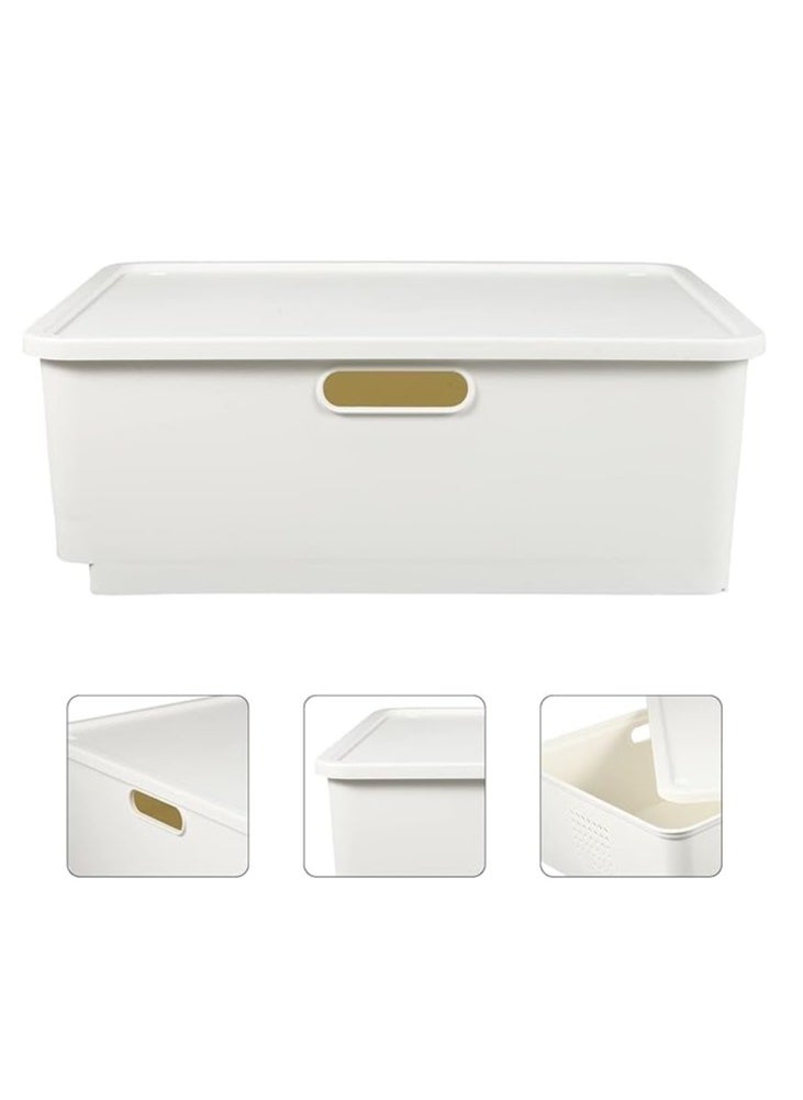Blueland Storage Baskets With Lid, Plastic Container with 2-Wheels, storage bins for toys,cosmetic, baby basket, Lidded Organizer Bins for Shelves Drawers Desktop Closet Playroom, Kitchen, Home, Office  - Image 2