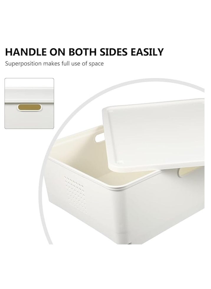 Blueland Storage Baskets With Lid, Plastic Container with 2-Wheels, storage bins for toys,cosmetic, baby basket, Lidded Organizer Bins for Shelves Drawers Desktop Closet Playroom, Kitchen, Home, Office  - Image 5