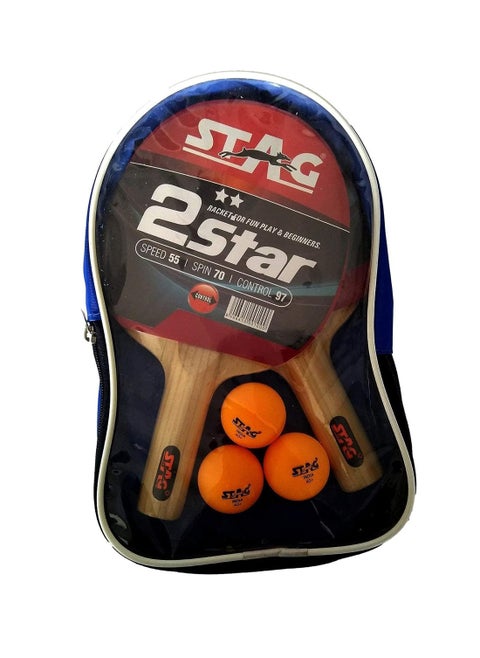 2 Star Table Tennis Kit | Wood | ITTF Approved Rubber | 2 Rackets & 3 Balls | Professional Series | Table Tennis Rackets and T.T Balls Included