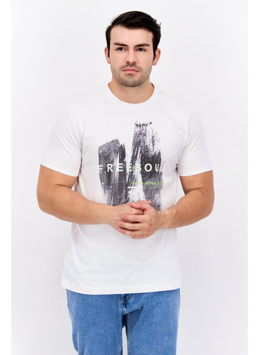 Free Soul Men Crew Neck Short Sleeve Printed Troon T-shirts, White  - Image 1