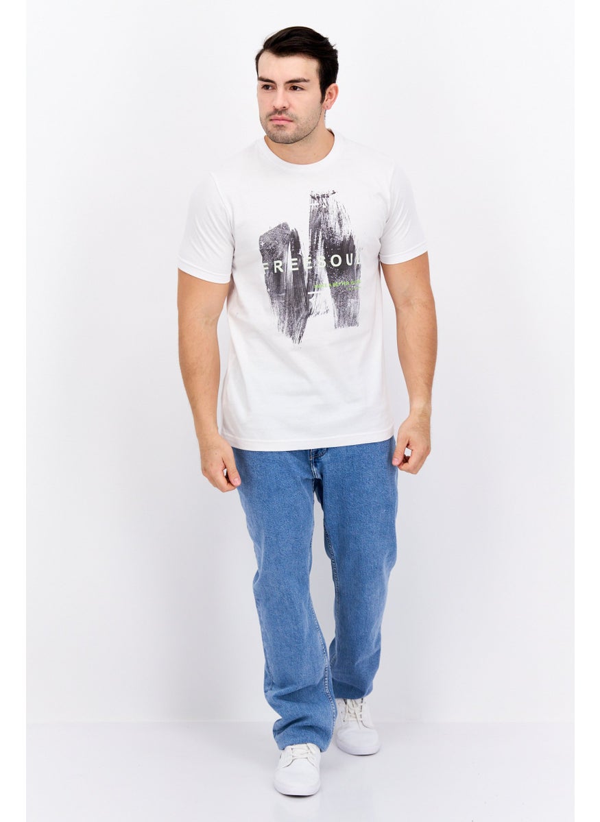Free Soul Men Crew Neck Short Sleeve Printed Troon T-shirts, White  - Image 4