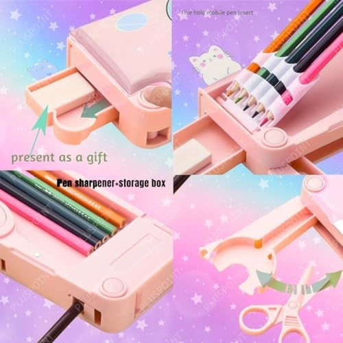 PLUSPOINT Unicorn Multifunctional Pencil Box for Kids, Unicorn Theme Pencil Case, Magnetic Pencil Box,Pop up with Buttons Return Gifts for Kids Girls - Image 5
