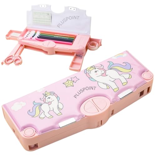 PLUSPOINT Unicorn Multifunctional Pencil Box for Kids, Unicorn Theme Pencil Case, Magnetic Pencil Box,Pop up with Buttons Return Gifts for Kids Girls - Image 1