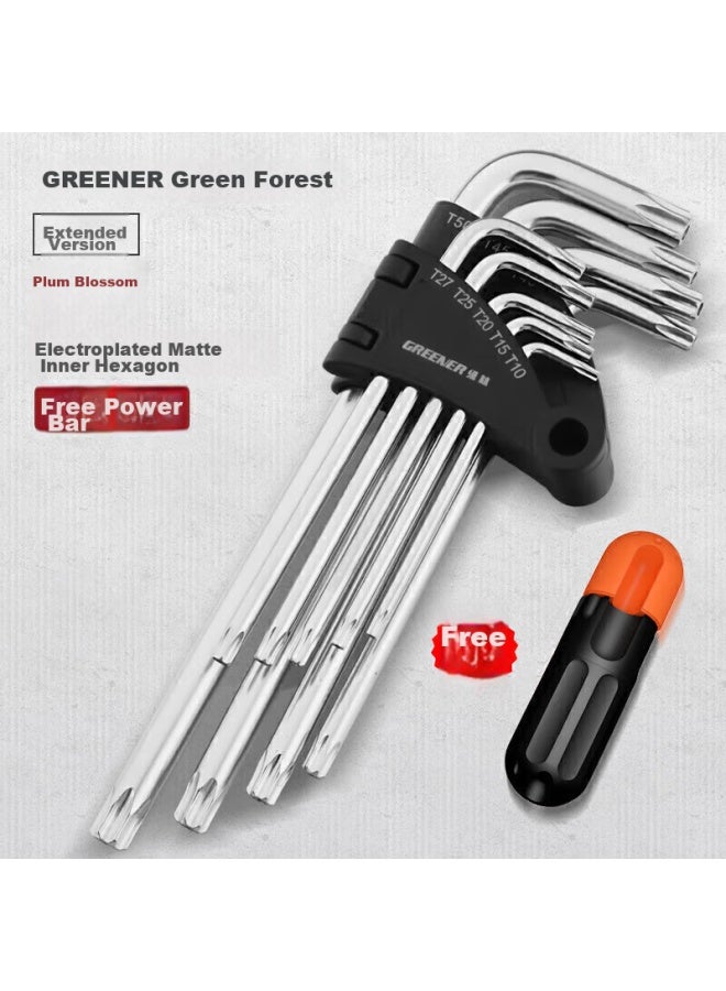 Greener Household Plum Blossom Hex Key Set, M-shaped Hexagonal Screwdriver, Plum Blossom Hexagonal Wrench, Extended Flower-shaped - Image 1