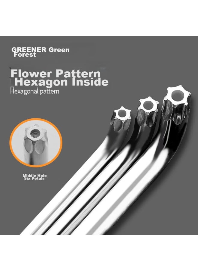 Greener Household Plum Blossom Hex Key Set, M-shaped Hexagonal Screwdriver, Plum Blossom Hexagonal Wrench, Extended Flower-shaped - Image 3