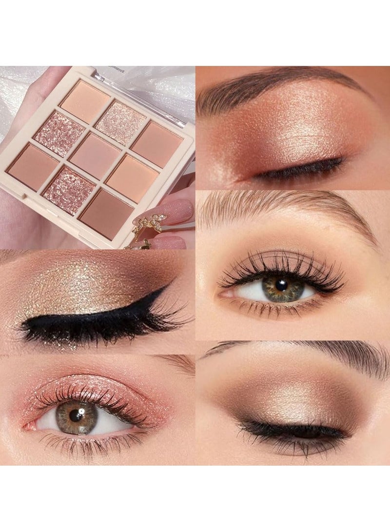 dikalu 9Colors Nude Eyeshadow Palette Makeup,Matte & Shimmer Natural Neutral Creamy Eye Shadow Powder,Highly Pigmented Naturing-Wearing,Long Lasting Waterproof Blendable - Image 2