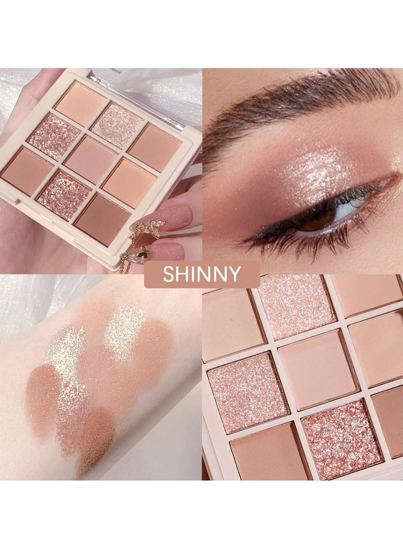 dikalu 9Colors Nude Eyeshadow Palette Makeup,Matte & Shimmer Natural Neutral Creamy Eye Shadow Powder,Highly Pigmented Naturing-Wearing,Long Lasting Waterproof Blendable - Image 4