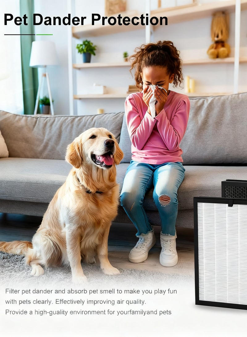 Y&D Morento Genuine Replacement Air Purifier Filter Replaceable Inner Core Filter Activated Carbon Pure Air for Dust Allergens Odors Filter Clean Air Dust Removal 3-in-1 H13 True HEPA-Grade Odor Elimination High Efficiency Dust Pollen Pet Dander Removal 2-Pack Compatible with Morento YIOU M1 Model Changable Filter Suitable for Home Bedroom Office - Image 4