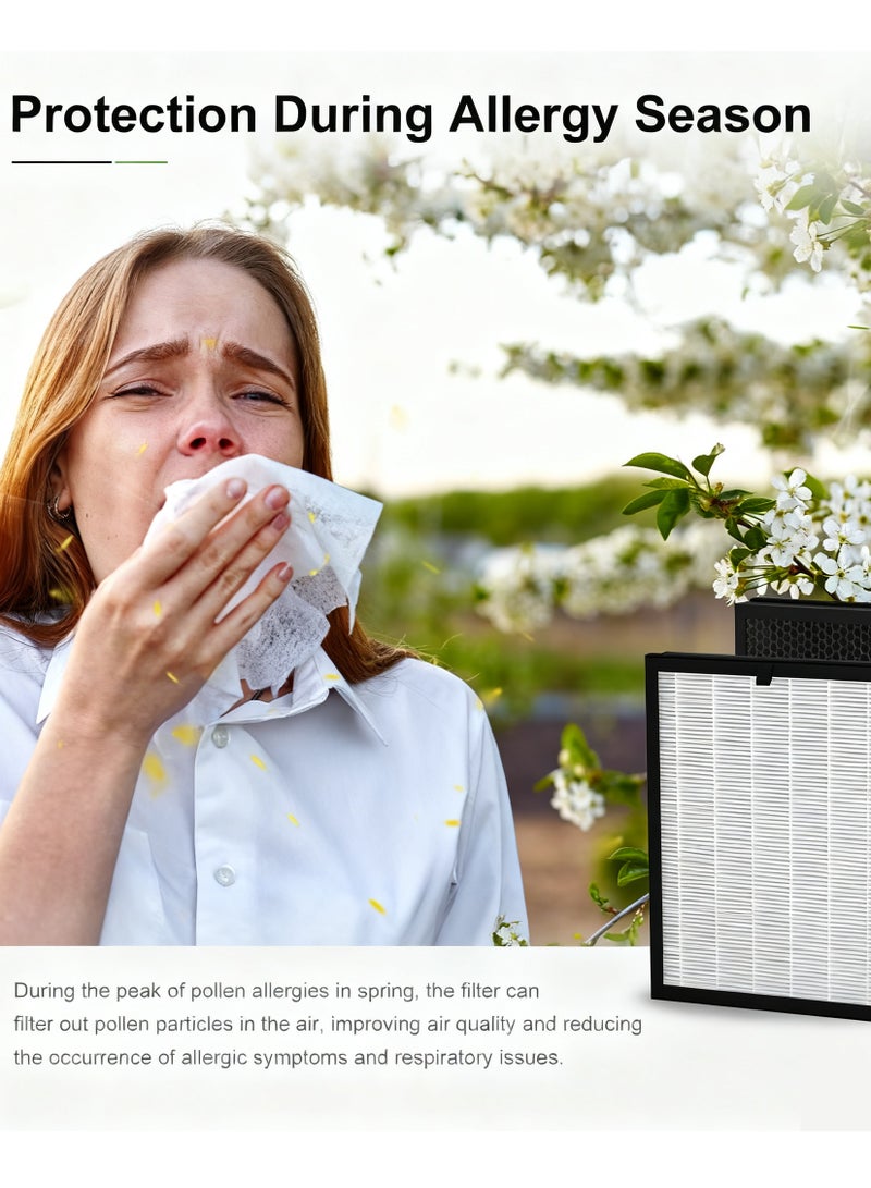 Y&D Morento Genuine Replacement Air Purifier Filter Replaceable Inner Core Filter Activated Carbon Pure Air for Dust Allergens Odors Filter Clean Air Dust Removal 3-in-1 H13 True HEPA-Grade Odor Elimination High Efficiency Dust Pollen Pet Dander Removal 2-Pack Compatible with Morento YIOU M1 Model Changable Filter Suitable for Home Bedroom Office - Image 3