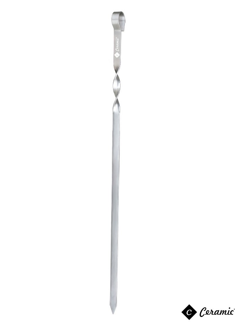 CERAMIC Barbecue Skewers 50Cm Stainless Steel Flat Metal Bbq Kabob Skewer Reusable Grilling Sticks Set Shish Kebab Needles For Outdoor Camping Outings Cooking Tools With Bag 36Pcs  - Image 2