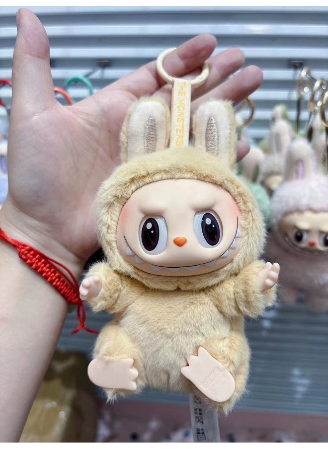 Rab Cloth Second Generation Doll Sitting Vinyl Party Plush Macaron Cute Doll Hand Key Chain Batch-Color:Eyes - Light Coffee-Height:15  - Image 1