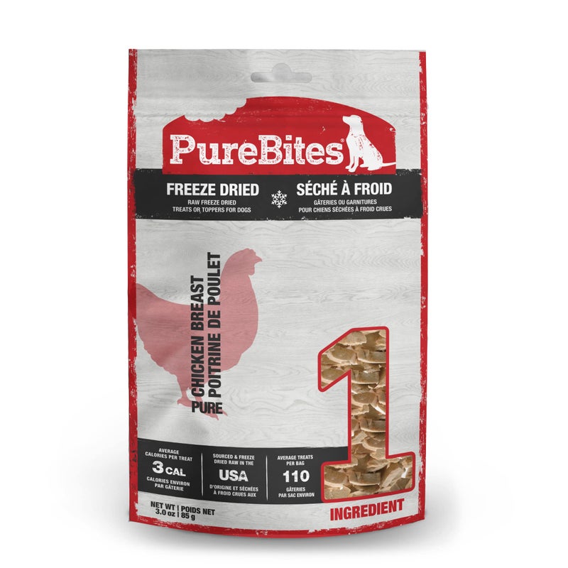 PureBites Chicken Freeze Dried Dog Treats, 1 Ingredient, Made in USA, 3oz - Image 1