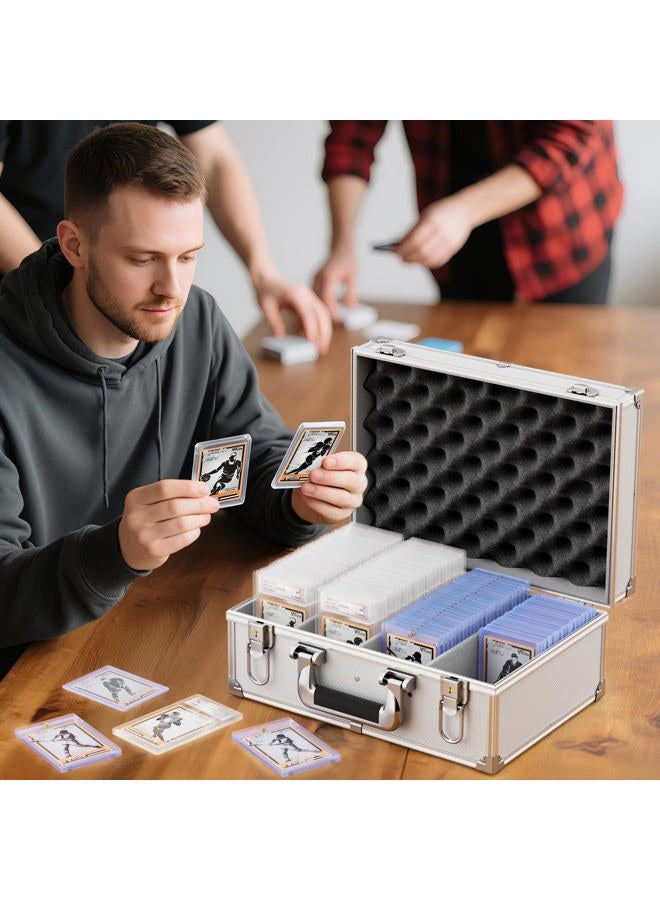 Vitula Vitule Graded Cards Storage Box Fits for 550 TopLoaders or 130 PSA Cards Slabs, 120 Magnetic Holders, Sports Cards Storage Case Compatible with Trading Spots Cards, Lockable Slab Case (L, Silver) - Image 4
