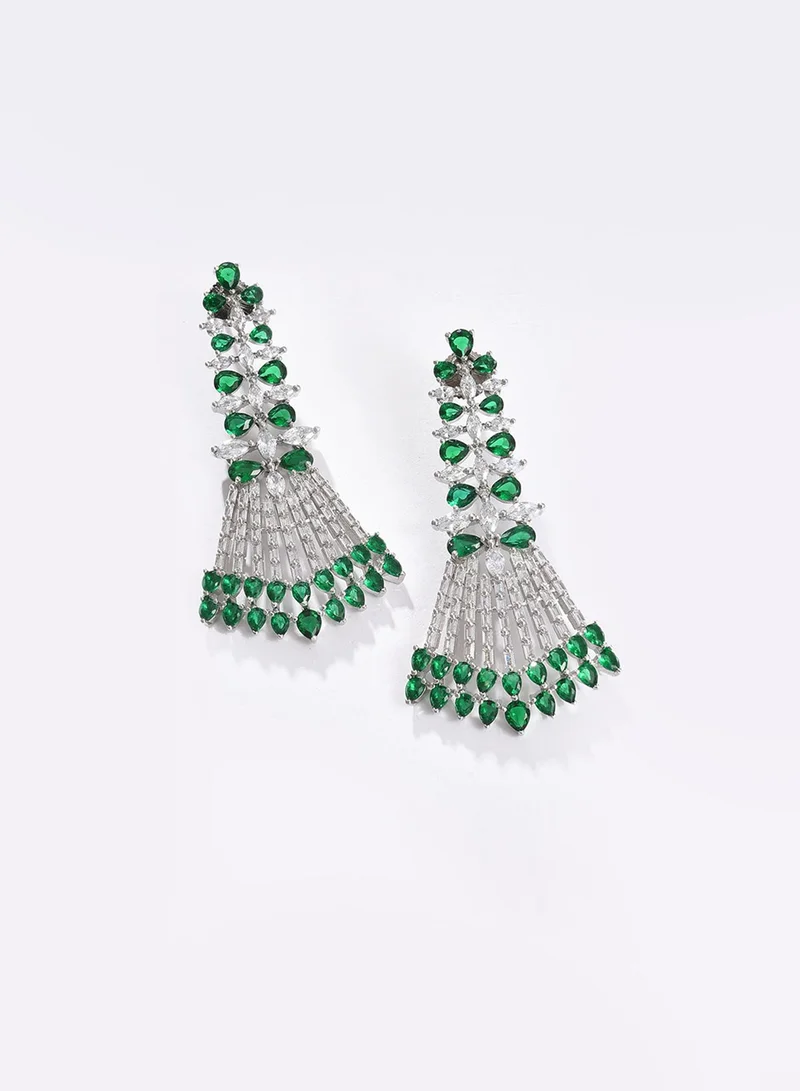 سوهي قرط متدلي من الحجر مصمم مطلي بالفضة