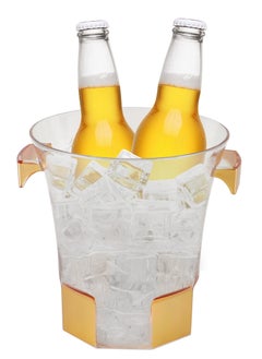 Life Smile LIFE SMILE Ice Bucket - BPA Free Durable Shatter Proof Acrylic - Easy to Carry Handles - Perfect Choice For Drinks and Parties Indoor or Outdoor Bars (22CM, Gold)  - Image 1