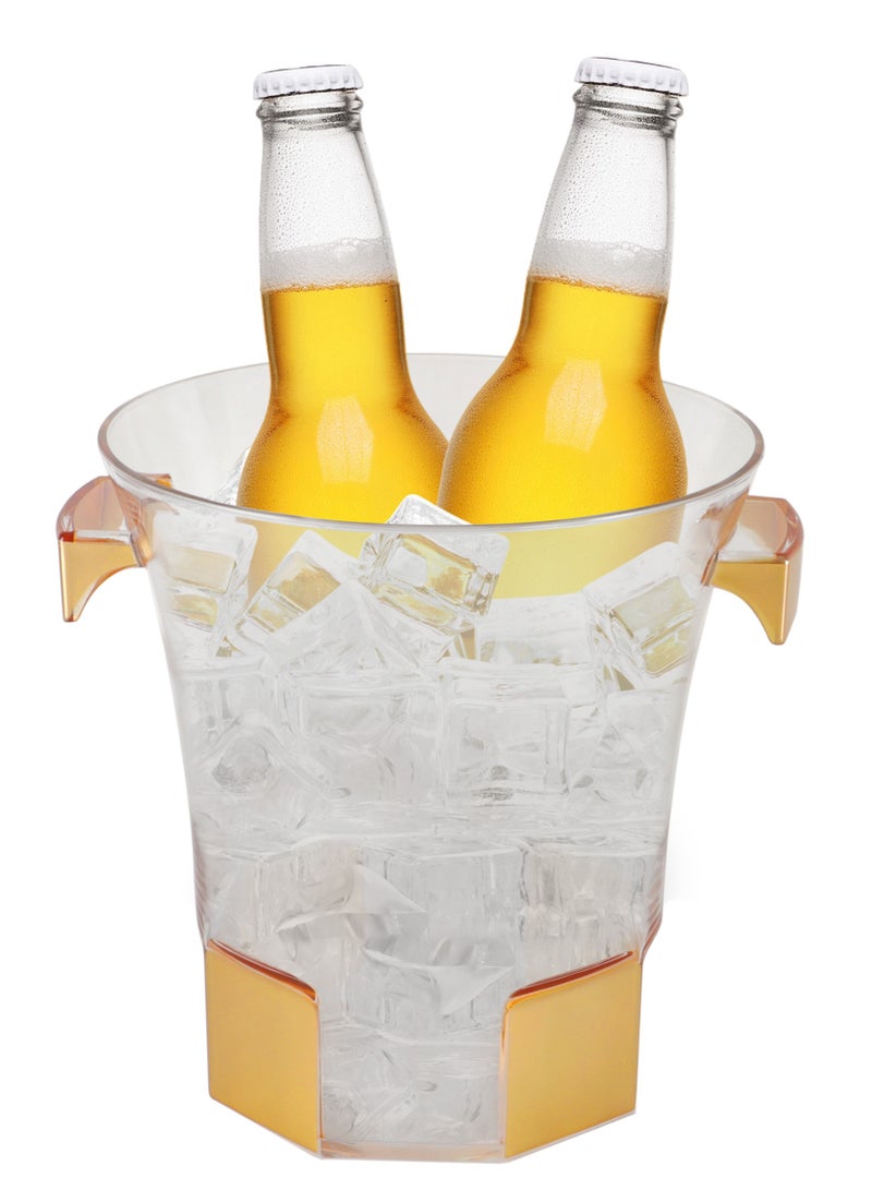Life Smile LIFE SMILE Ice Bucket - BPA Free Durable Shatter Proof Acrylic - Easy to Carry Handles - Perfect Choice For Drinks and Parties Indoor or Outdoor Bars (22CM, Gold)  - Image 1