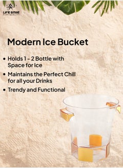 Life Smile LIFE SMILE Ice Bucket - BPA Free Durable Shatter Proof Acrylic - Easy to Carry Handles - Perfect Choice For Drinks and Parties Indoor or Outdoor Bars (22CM, Gold)  - Image 4