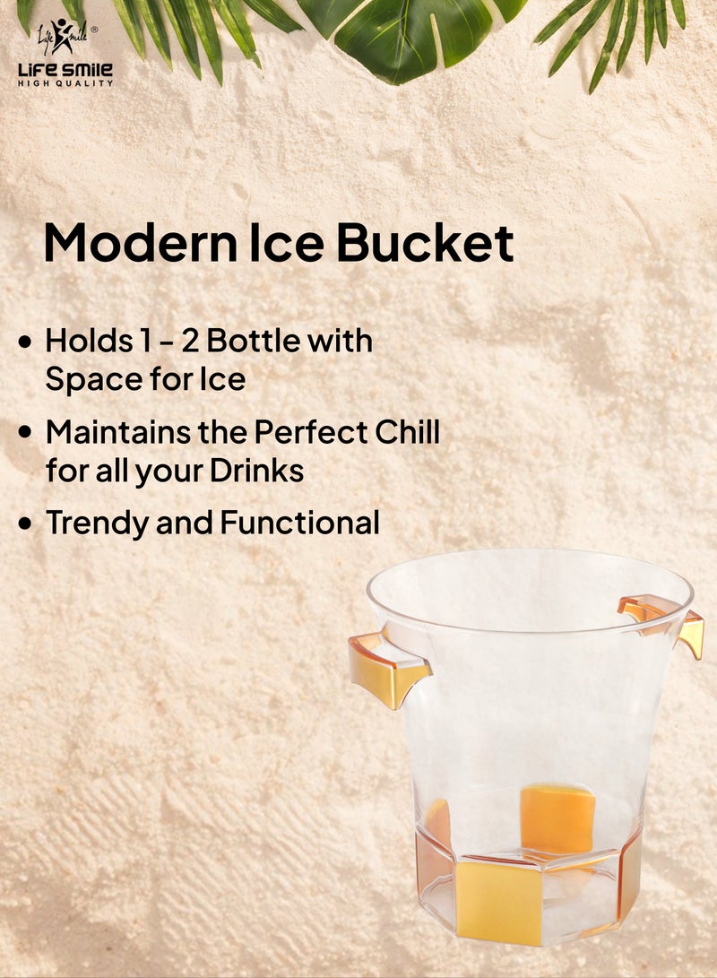 Life Smile LIFE SMILE Ice Bucket - BPA Free Durable Shatter Proof Acrylic - Easy to Carry Handles - Perfect Choice For Drinks and Parties Indoor or Outdoor Bars (22CM, Gold)  - Image 4