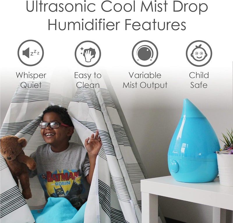 Crane Ultrasonic Cool Mist Humidifier for Bedroom, Baby Nursery, Kids Room, Plants, or Office, Large 1 Gallon Tank, Filter Optional, Aqua - Image 2