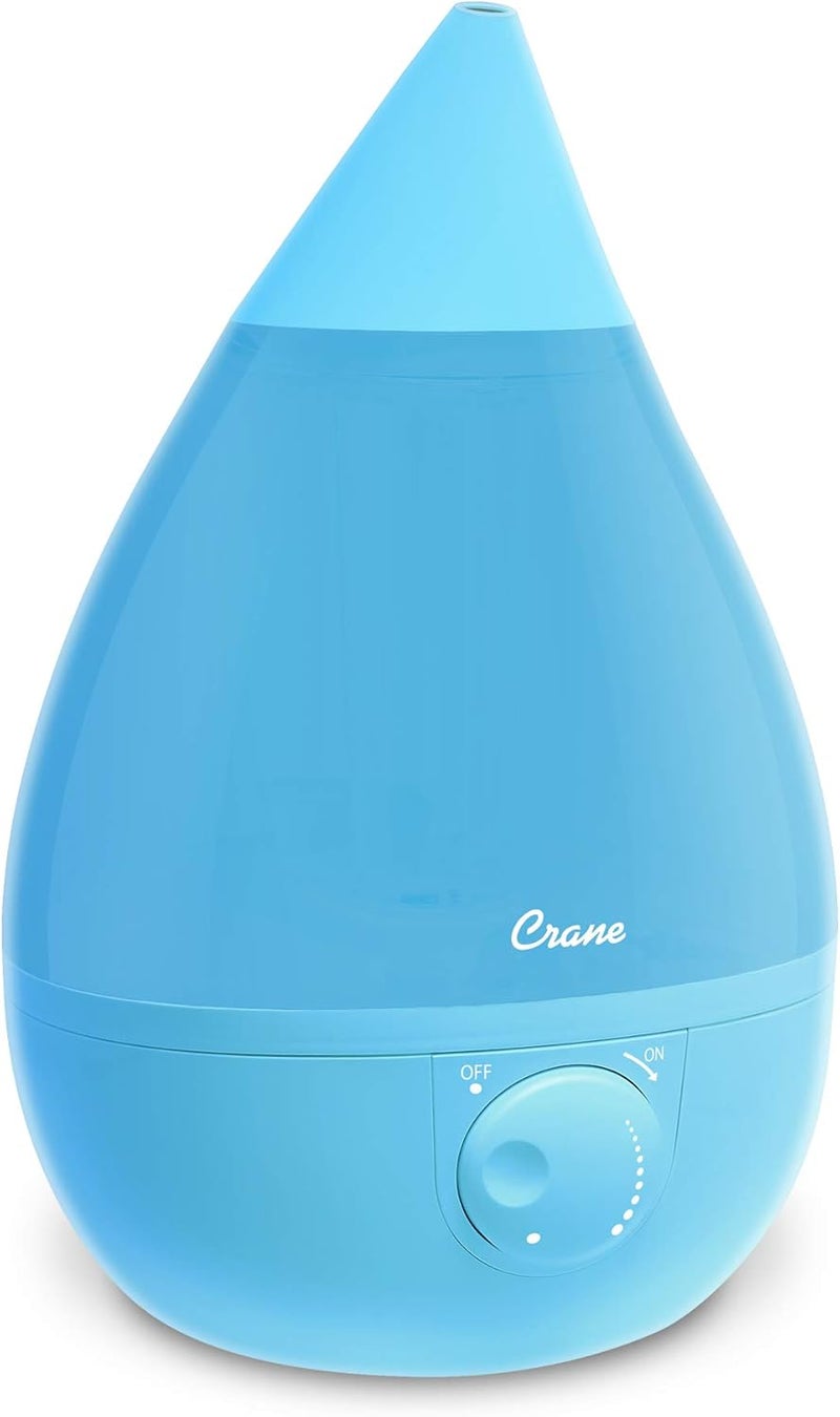 Crane Ultrasonic Cool Mist Humidifier for Bedroom, Baby Nursery, Kids Room, Plants, or Office, Large 1 Gallon Tank, Filter Optional, Aqua - Image 1