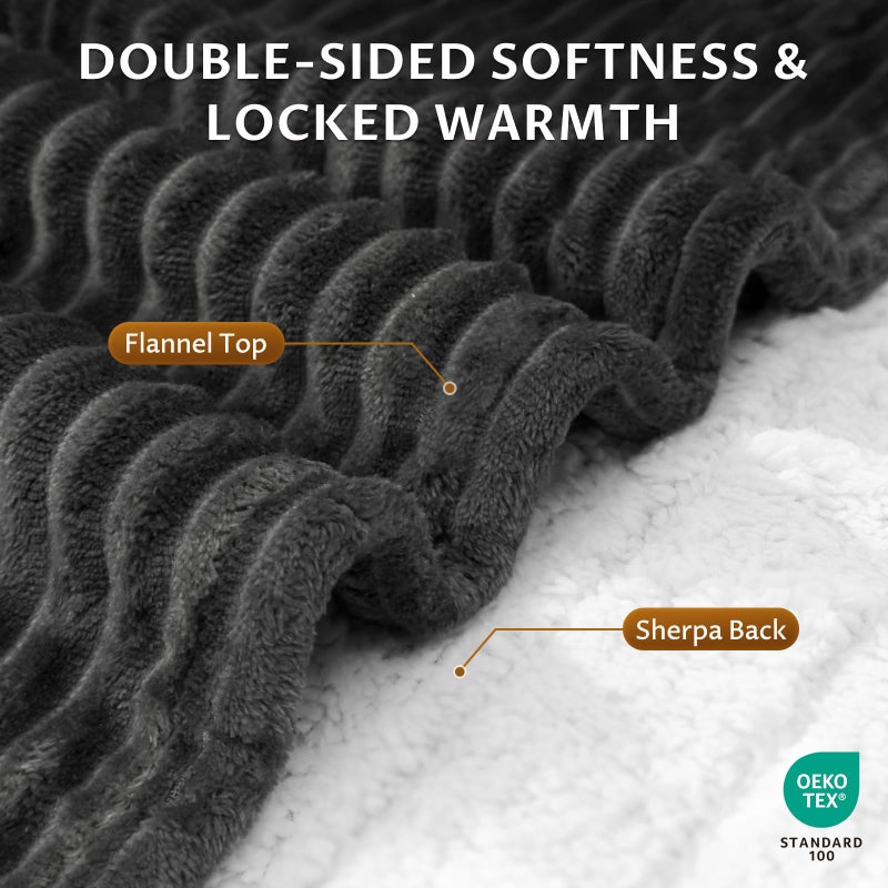 Reaks Electric Heated Throw Blanket, Silky Soft Flannel & Sherpa Heating Blanket Throw with 5 Heat Levels & 3 Hours Auto Off, Warm Gifts for Women Mom Grandma, ETL Certified (50x60 inches, Grey) - Image 5