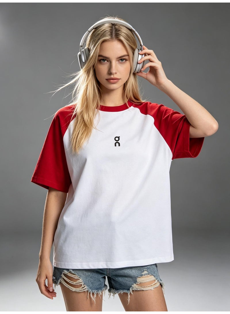 اون راننج On Running Shoulder-inserted couple's summer contrast stitching loose short-sleeved T-shirt for men and women - Image 1