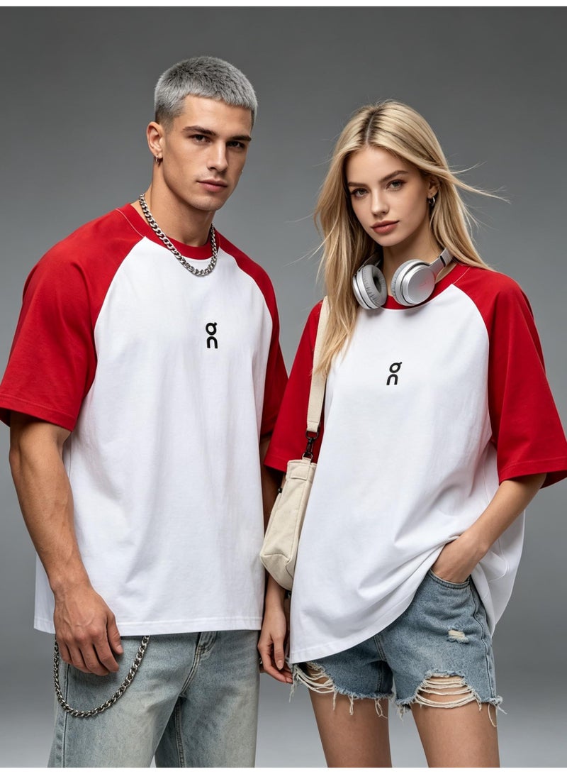اون راننج On Running Shoulder-inserted couple's summer contrast stitching loose short-sleeved T-shirt for men and women - Image 2