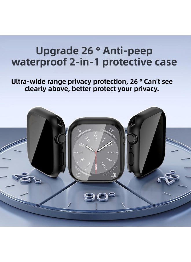 Generic - Applicable To For Apple Watch Waterproof Anti-peep Case Protective Cover For Apple Watch Tempered Case Film Integrated S9/8/7/6-Color:Far Peak Blue [waterproof And Peep-proof Full Package]]-Exterior Dimension:41MM [for IWatch 7/8/9]] - Image 1