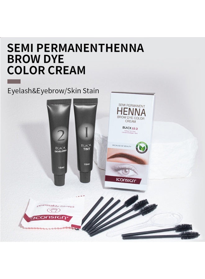 ICONSIGN Eyelash Eyebrow Tint Permanent Dye Kit Waterproof Lasting Fast Tint Henna Brow Enhancers Cream Gel Makeup Tool - Image 4