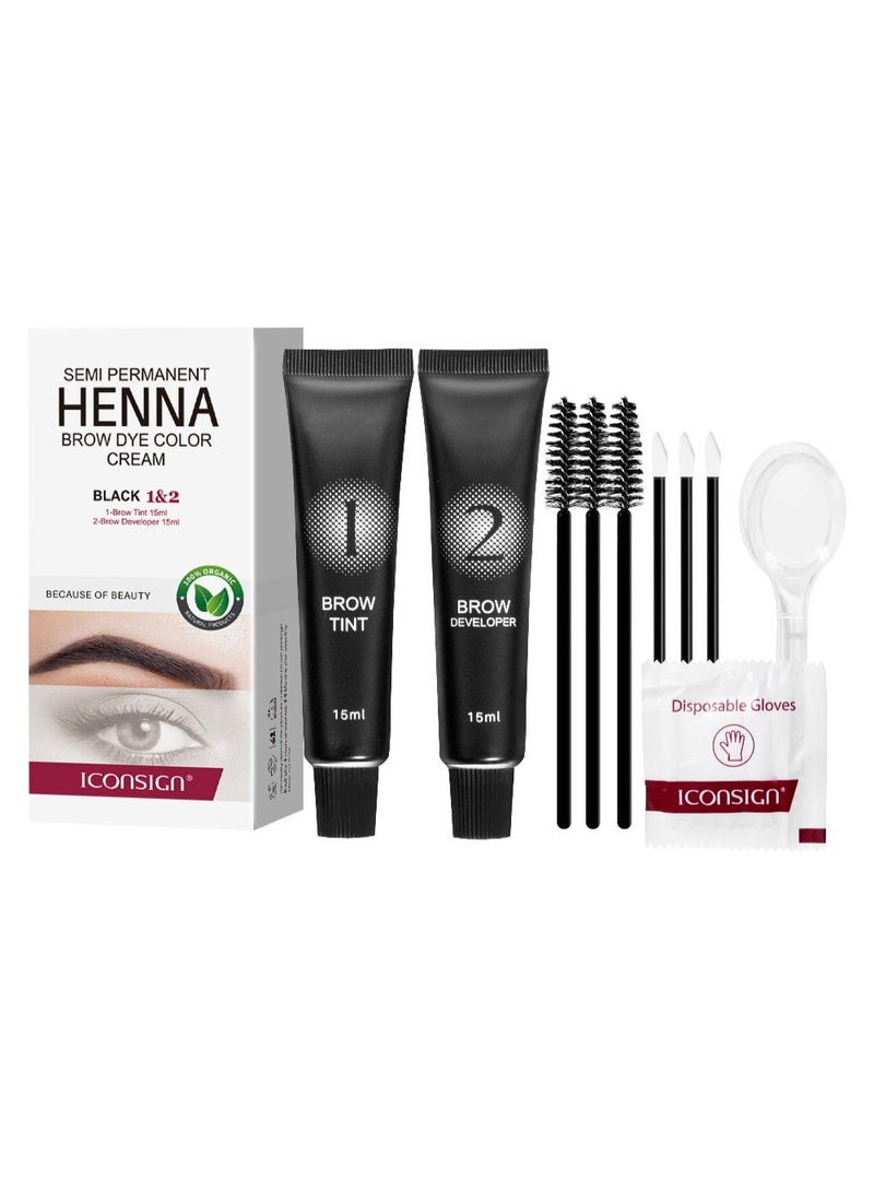 ICONSIGN Eyelash Eyebrow Tint Permanent Dye Kit Waterproof Lasting Fast Tint Henna Brow Enhancers Cream Gel Makeup Tool - Image 2