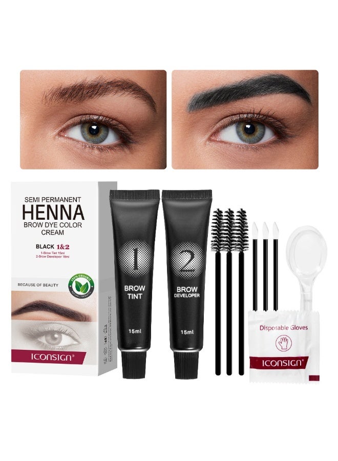 ICONSIGN Eyelash Eyebrow Tint Permanent Dye Kit Waterproof Lasting Fast Tint Henna Brow Enhancers Cream Gel Makeup Tool - Image 1