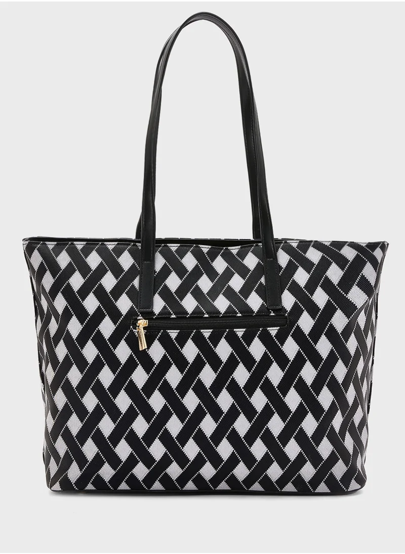 ELLA 3 In 1 Printed Large Tote Bag With Coin Pouch