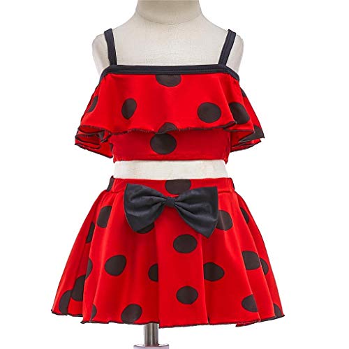 Lito Angels Toddler Girls Ladybug Polka Dots Swimsuit Bathing Suit Poolside Swimwear Tankini Two Piece Set Size 4T - Image 2