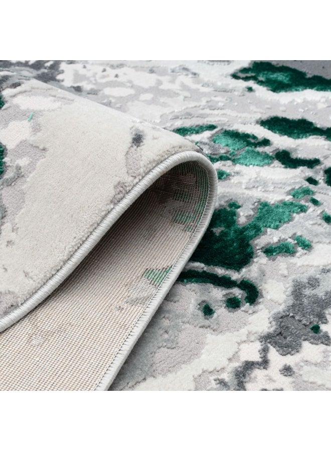 DANUBE HOME Harmony Modern Distressed Rug | Washable Modern Rugs Style | Polypropylene + Polyester Area Rug Floor Covering | Indoor Carpet For Living Room Dining Bedroom 200X300cm-Green - Image 5