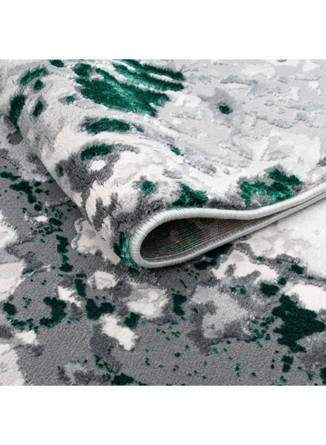 DANUBE HOME Harmony Modern Distressed Rug | Washable Modern Rugs Style | Polypropylene + Polyester Area Rug Floor Covering | Indoor Carpet For Living Room Dining Bedroom 200X300cm-Green - Image 3