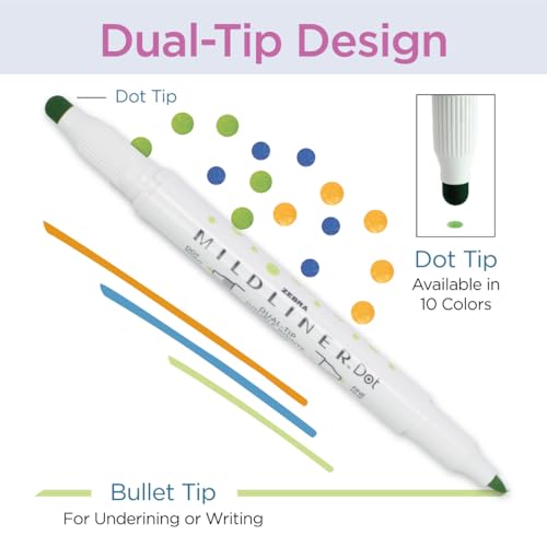 Zebra Pen Mildliner DualTip Dot and Stamp Marker WaterBased Pigment Ink Dot Markets Assorted Shape Stamp Markers Assorted Colors Ideal for Journaling and Bulleted Lists 15Pack 73315 - Image 3