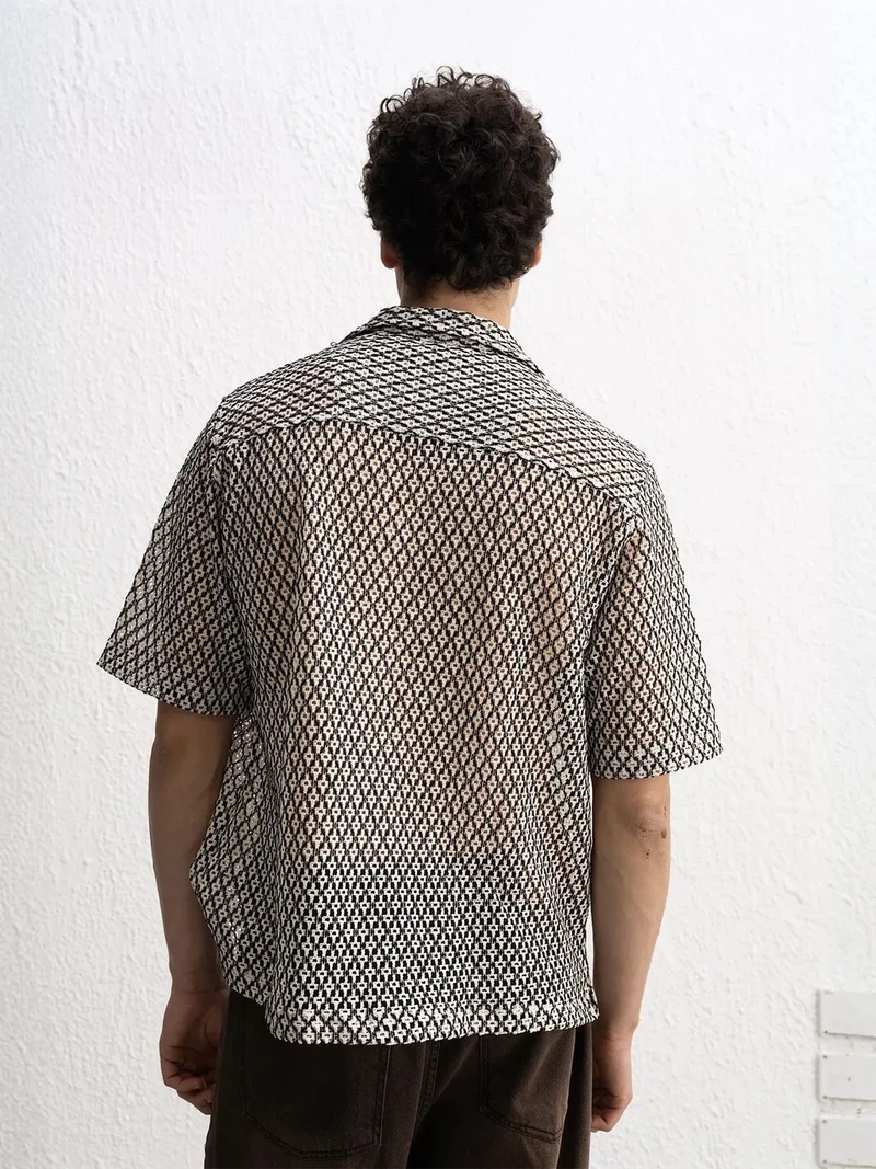 Giesto Multicolor GIESTO Men's Geometric Textured Short Sleeve Shirt for Men | Best Price UAE