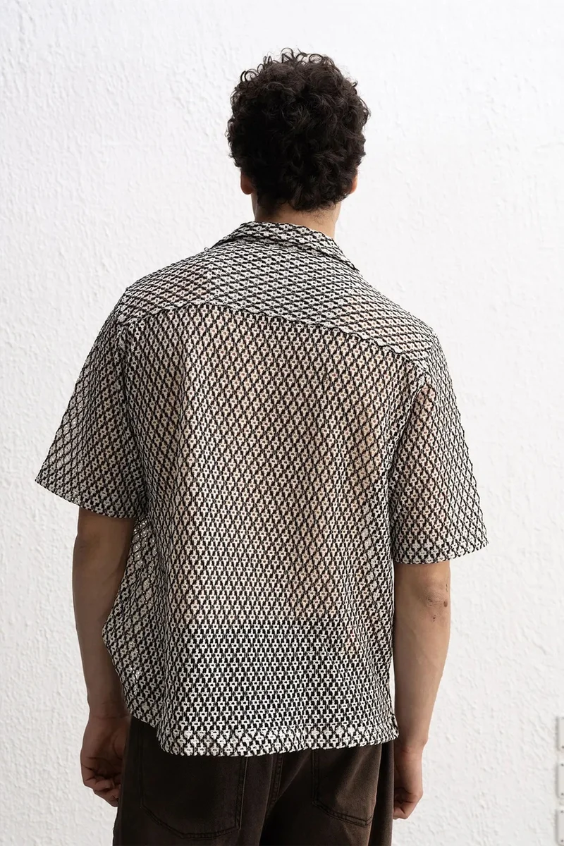 Giesto Multicolor GIESTO Men's Geometric Textured Short Sleeve Shirt for Men | Best Price UAE