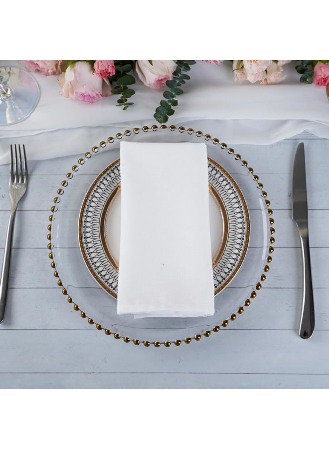 INFEI Solid Color Linen Blended Thin Dinner Cloth Napkins - Set of 12 (40 x 40 cm) - for Events & Home Use (White) - Image 3
