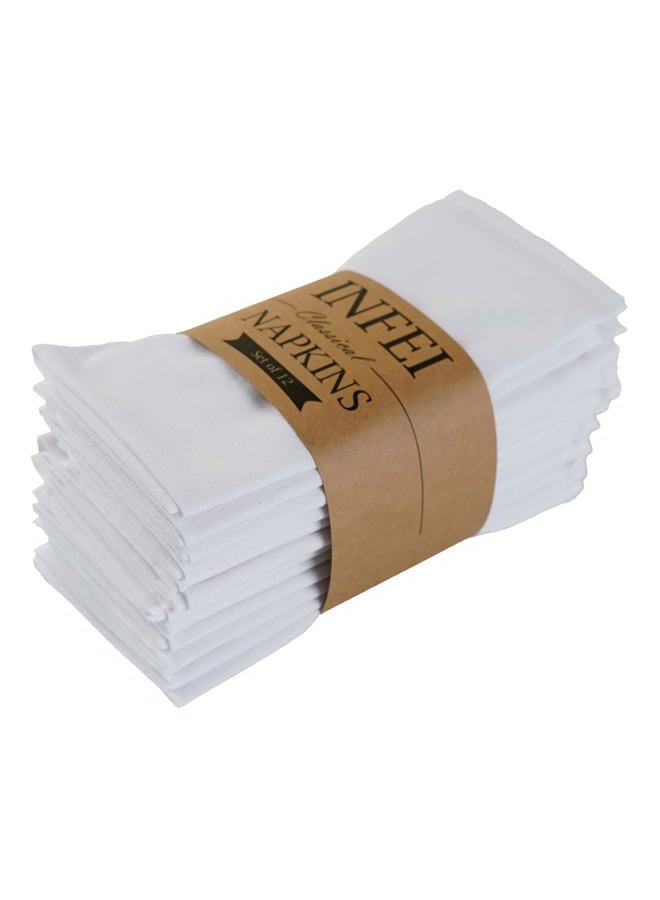 INFEI Solid Color Linen Blended Thin Dinner Cloth Napkins - Set of 12 (40 x 40 cm) - for Events & Home Use (White) - Image 1