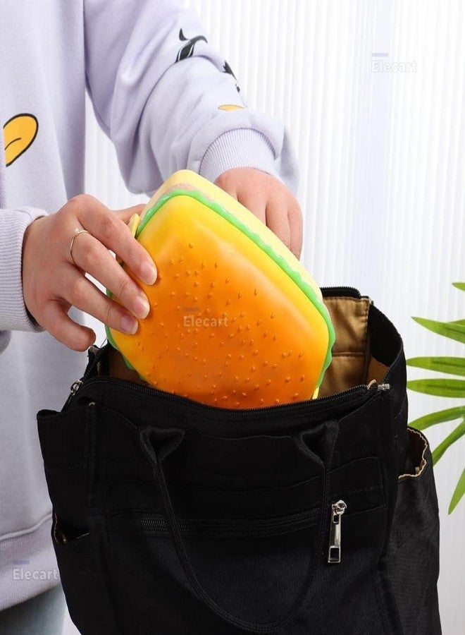 VAJASIL 3 Compartmnet Burger Lunch Box with Spoon | It Keeps Food Fresh and Neatly Divided | Perfect for School | Office | Picnics | and Travel | and Features A Secure Snap-Lock Lid to Prevent Spills - Image 4