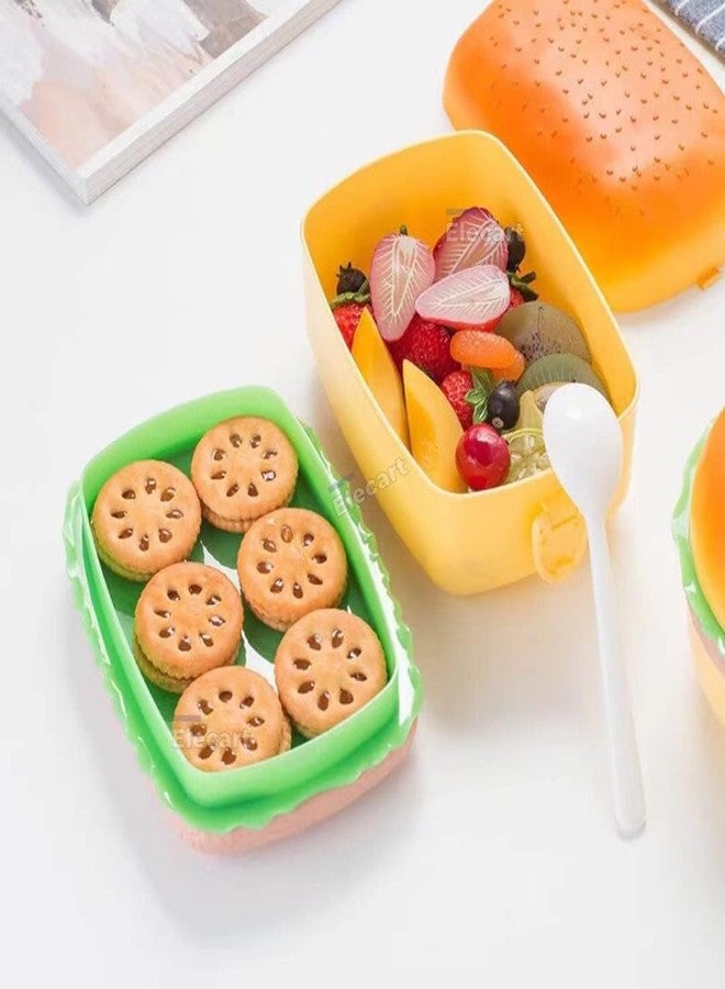 VAJASIL 3 Compartmnet Burger Lunch Box with Spoon | It Keeps Food Fresh and Neatly Divided | Perfect for School | Office | Picnics | and Travel | and Features A Secure Snap-Lock Lid to Prevent Spills - Image 5