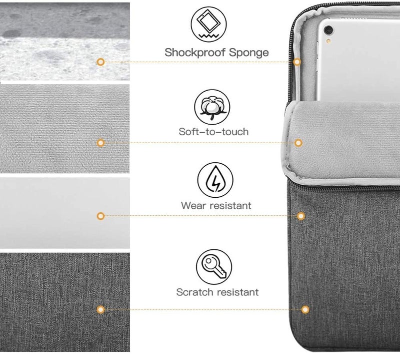 Moca حافظة جهاز لوحي مقاس 9 / 11 بوصة لجهاز iPad 10.2 2021-2019، iPad Pro 11 2021-2018، iPad Air 4 10.9 2020، Galaxy Tab A8 10.5 2022، Tab A7/S6 Lite 10.4، أغطية حماية للأجهزة اللوحية (رمادي داكن) - Image 4