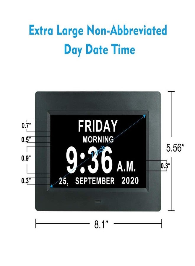 ybest 7 Inch Extra Large Day Date Time Digital Day Calendar Clock with Auto-Dimming 12 Alarm Reminders Dementia Clocks for Senior Elderly impaired Vision Memory Loss - Image 2