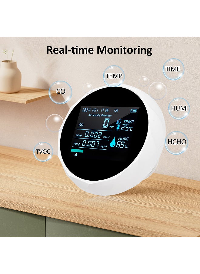 Generic 2CO16TB 6 In 1 Multifunctional Air Quality Monitor, Portable Formaldehyde Detector Professional Air Quality Tester for Indoor Spaces - Date Time, CO, TVOC, HCHO, Humidity & Temperature Analyzer  - Image 4